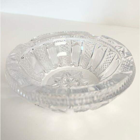 Vintage Heavy Crystal Ashtray Starburst Clear Mid-Century Barware Catchall - Picture 2 of 9